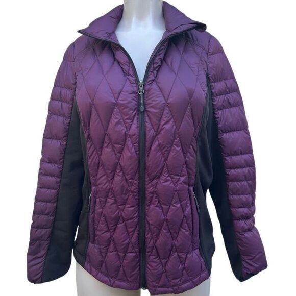 32 Degrees Heat Down Puffer Jacket Medium Purple Colorblock Quilted Full-zip - Picture 1 of 16